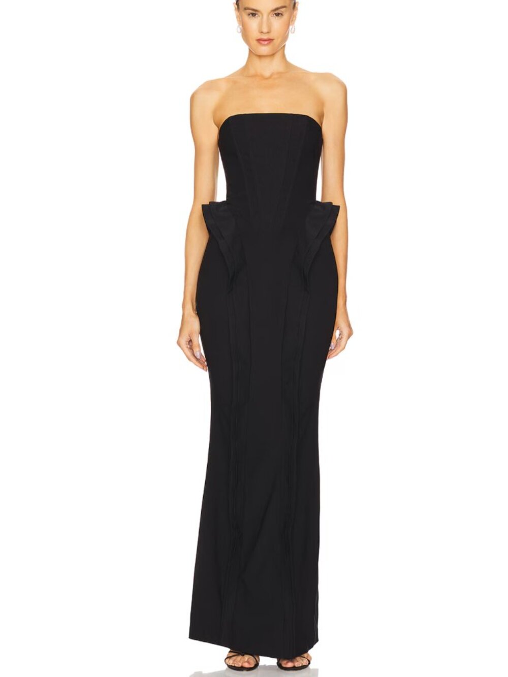 NEW Michael Costello x REVOLVE Alondra Gown in Black Strapless Formal Maxi Dress